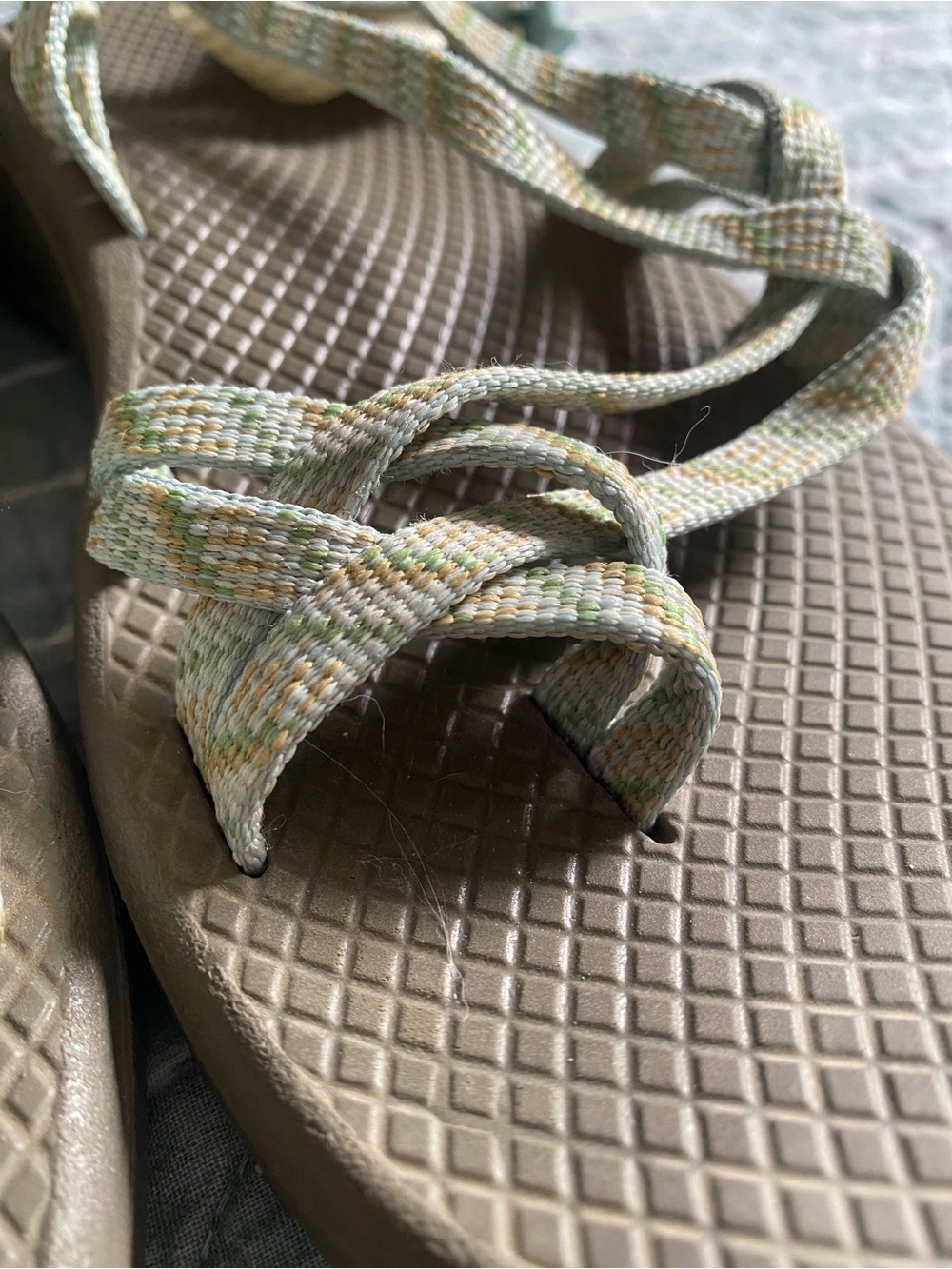 EUC Chaco ZX2 Cloud comfort sandals Trim Papyrus beige, light blue, & green 8 - Picture 2 of 6